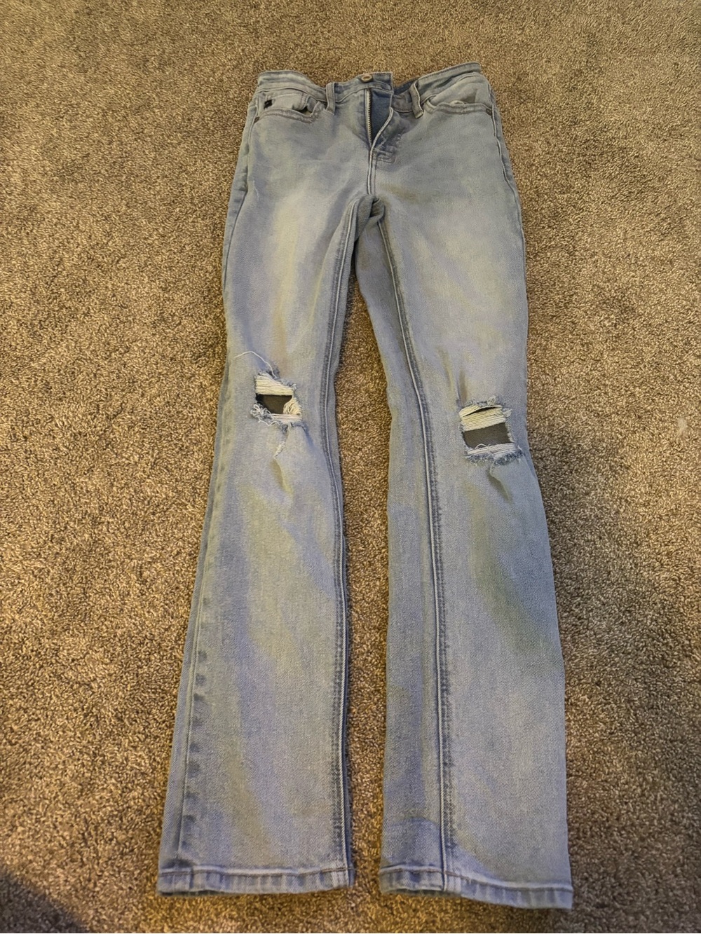 Light Blue Women's Distressed Straight-Leg Jeans